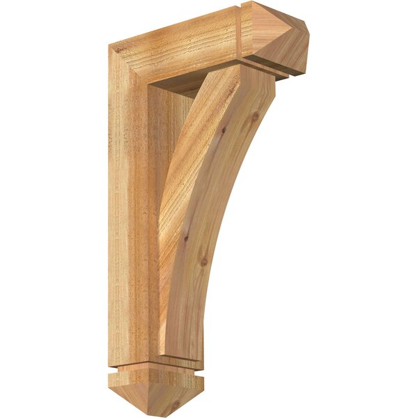 Ekena Millwork Thorton Arts and Crafts Rough Sawn Bracket w/ Offset Brace, Western Red Cedar, 6"W x 16"D x 28"H BKT0604X16X28THR03RWR - main